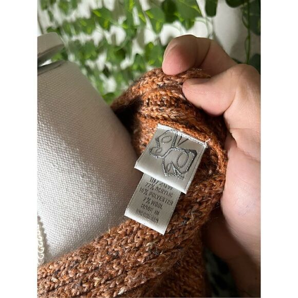 Bershka Orange Rust Long Sleeve Rib Stitch V-Neck Pullover Sweater Size 18/20W - Picture 5 of 5